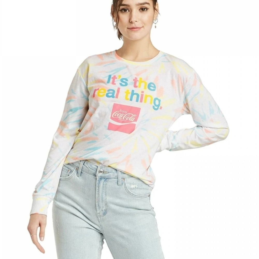 Coca Cola Tie Dye Crop Long Sleeve Tee NWT